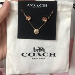 Coach Rose Gold Necklace & Earring Set